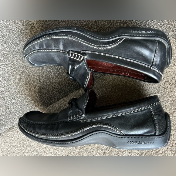 DONALD J. PLINER BLACK DRIVING LOAFER SHOE ETTORE I 20 LEATHER SLIP-ON - 12 main image 8